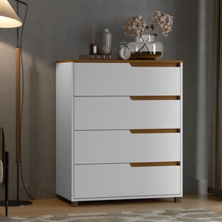 Cômoda 4 Gavetas Viena Branco/Nature MDF Casamia em Oferta na Shopee