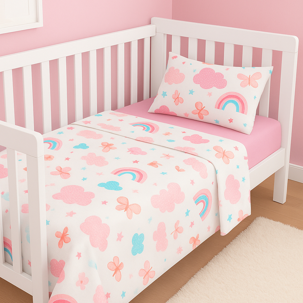 Jogo Lençol para Quarto de Bebê 100%Algodão Conjunto 3 Peças para Berço Padrão Americano