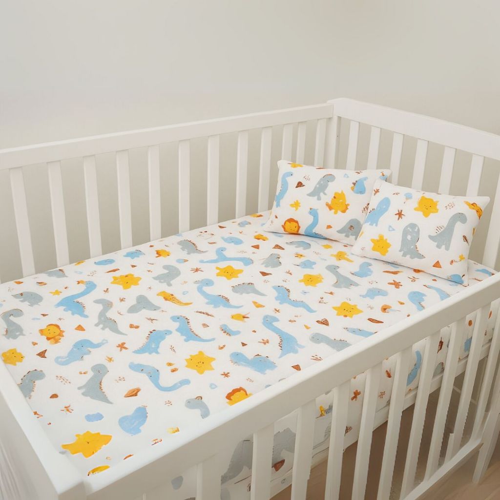 Lençol de Berço Americano Elástico + Fronhas Conjunto 100% Algodão para o Quarto Enxoval