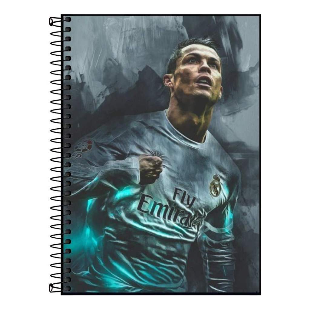Caderno Cr7 Two 1,10,15 ou 20 Matérias Capa Dura Premium | 1 a 20 Matérias, Modelo Universitário Ideal estudos