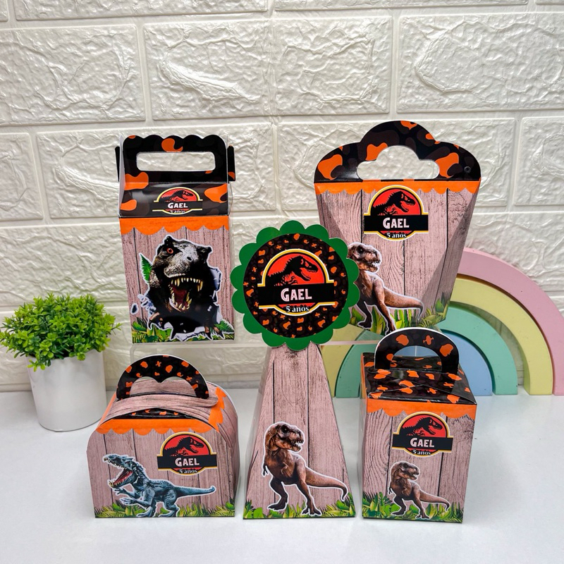 Personalizados Jurassic World Dinossauro (PEGUE E MONTE) kit caixinhas mimos festa lembrancinhas