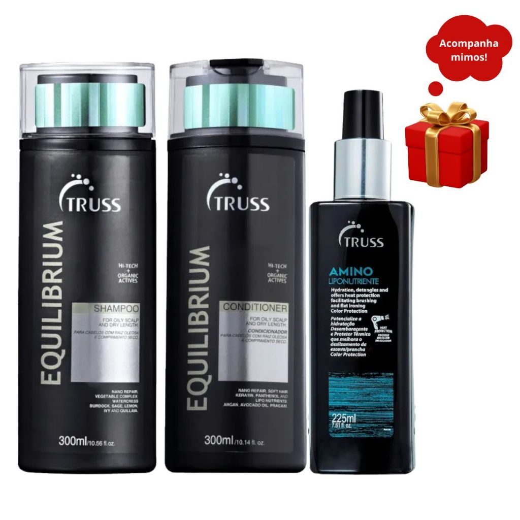 Truss Equilibrium Shampoo e Condicionador 300ml +Amino 225ml