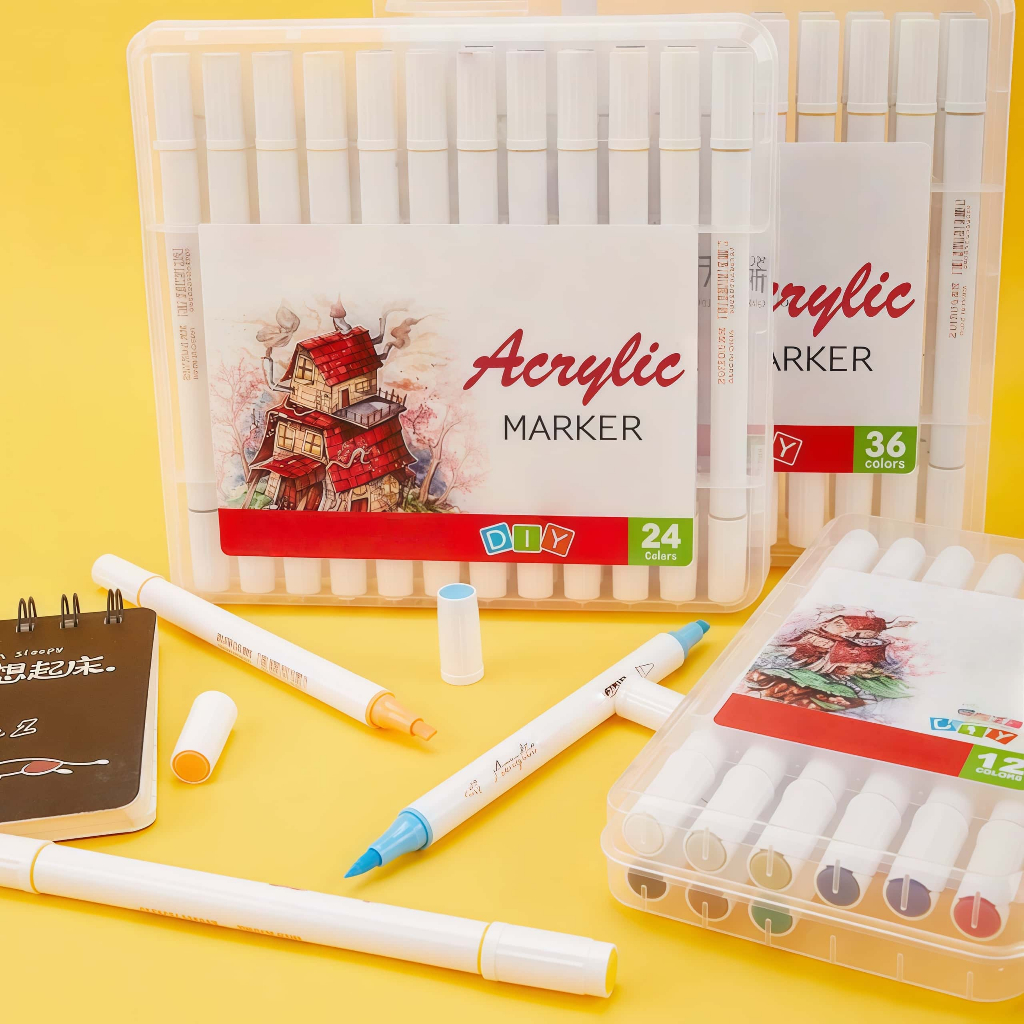 Marcadores Acrílicos Cabeça Dupla De 24/48/72/96/120Cores Para Cerâmica Metal  Tecido Pintura E Arte em Oferta na Shopee