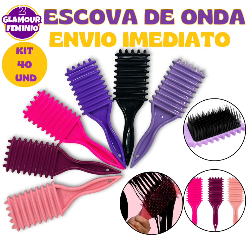Kit 40 - Escova De Ondulação - Com Cerdas - Para Cabelos Cacheados - Unissex - Cacheado - Cabelo em Oferta na Shopee