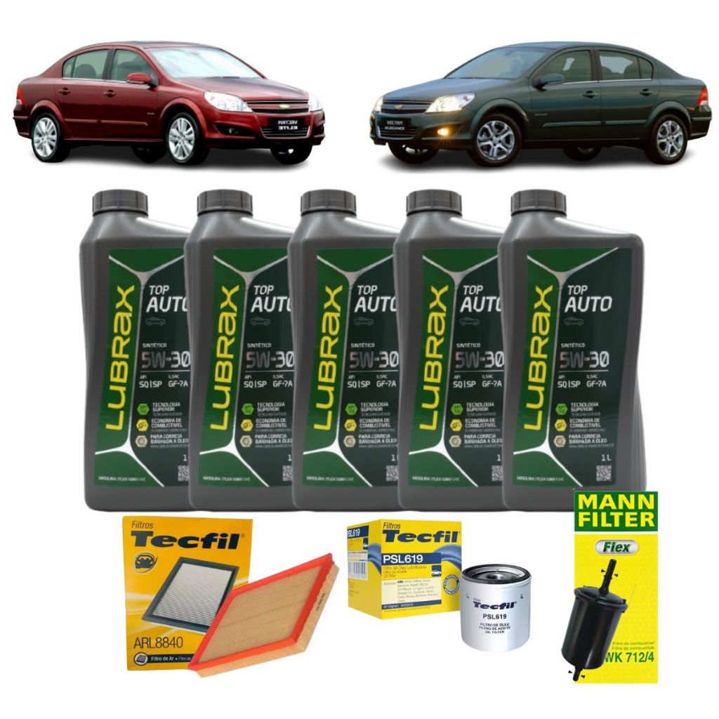 Kit Troca De Oleo E Filtros GM Vectra 2.0 Flex Gt Zafira Astra 5W30 Sintético Revisão Original em Oferta na Shopee