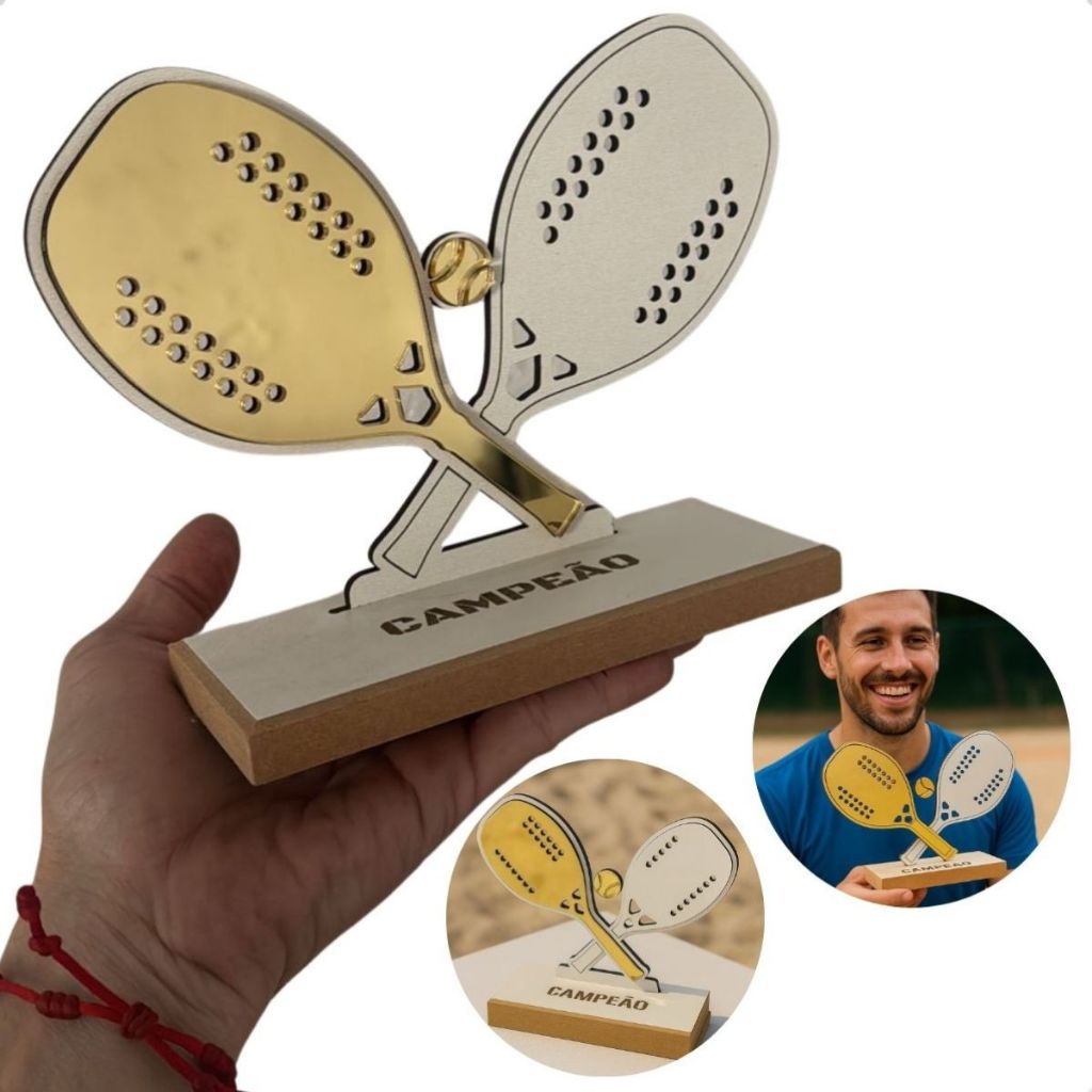 Troféu Mdf Beach Tennis Ouro E Prata Para Premiação 1518