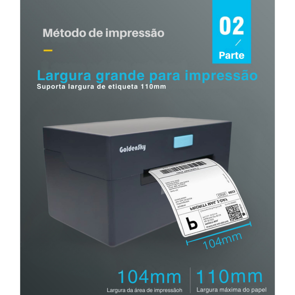 Detalhes do Impressora De Etiqueta Termica Goldensky Sem Ribbon 110mm Usb ecommerce envio