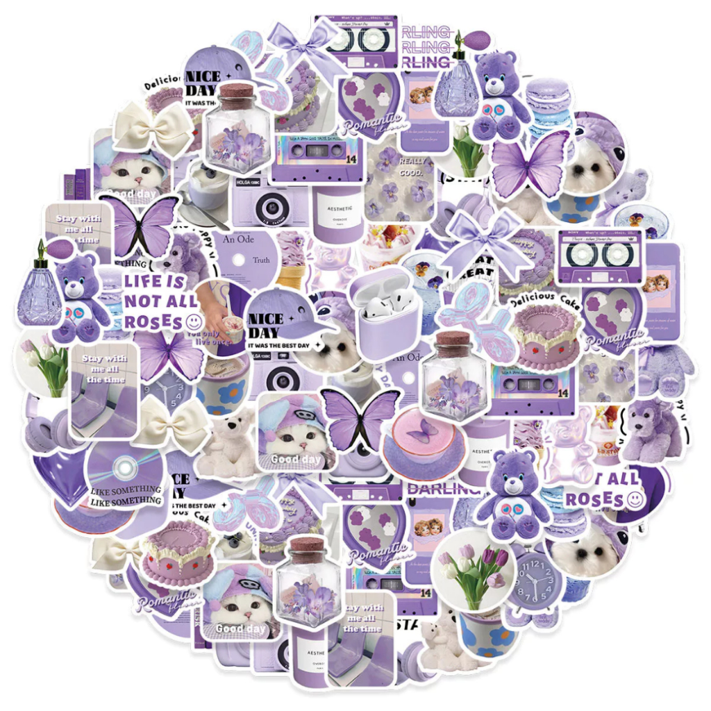 50 Stickers Roxo Fofo | Adesivos para Kindle, Planner, Journal e Scrapbook em Oferta na Shopee