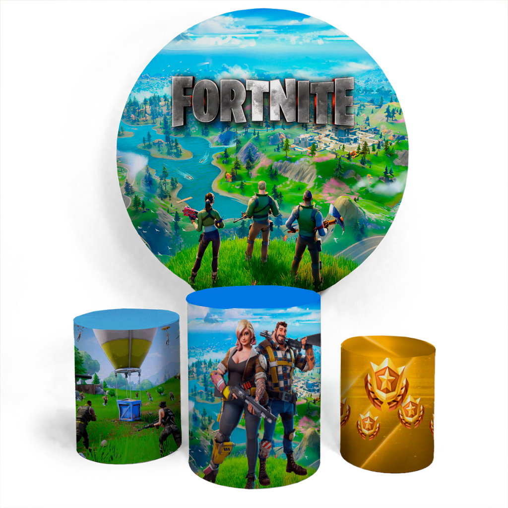 Kit Decoraçoes Capa Painel Circular E Capa Trio Cilindro Aniversario Personaloizado Jogo Eletronico Online