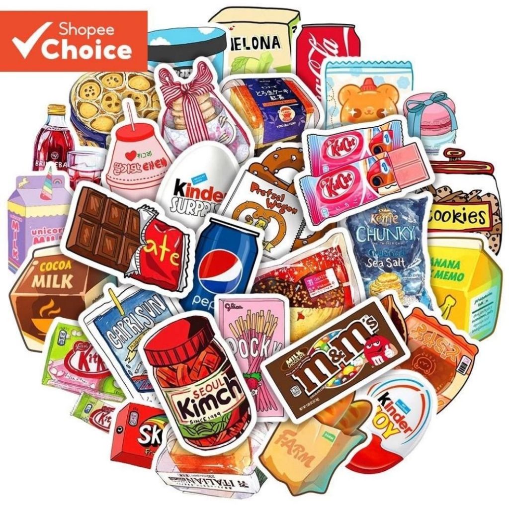 Adesivos Comidas e Bebidas | Kit 42 Stickers Laminados para Kindle, Planner, Scrapbook e Journal