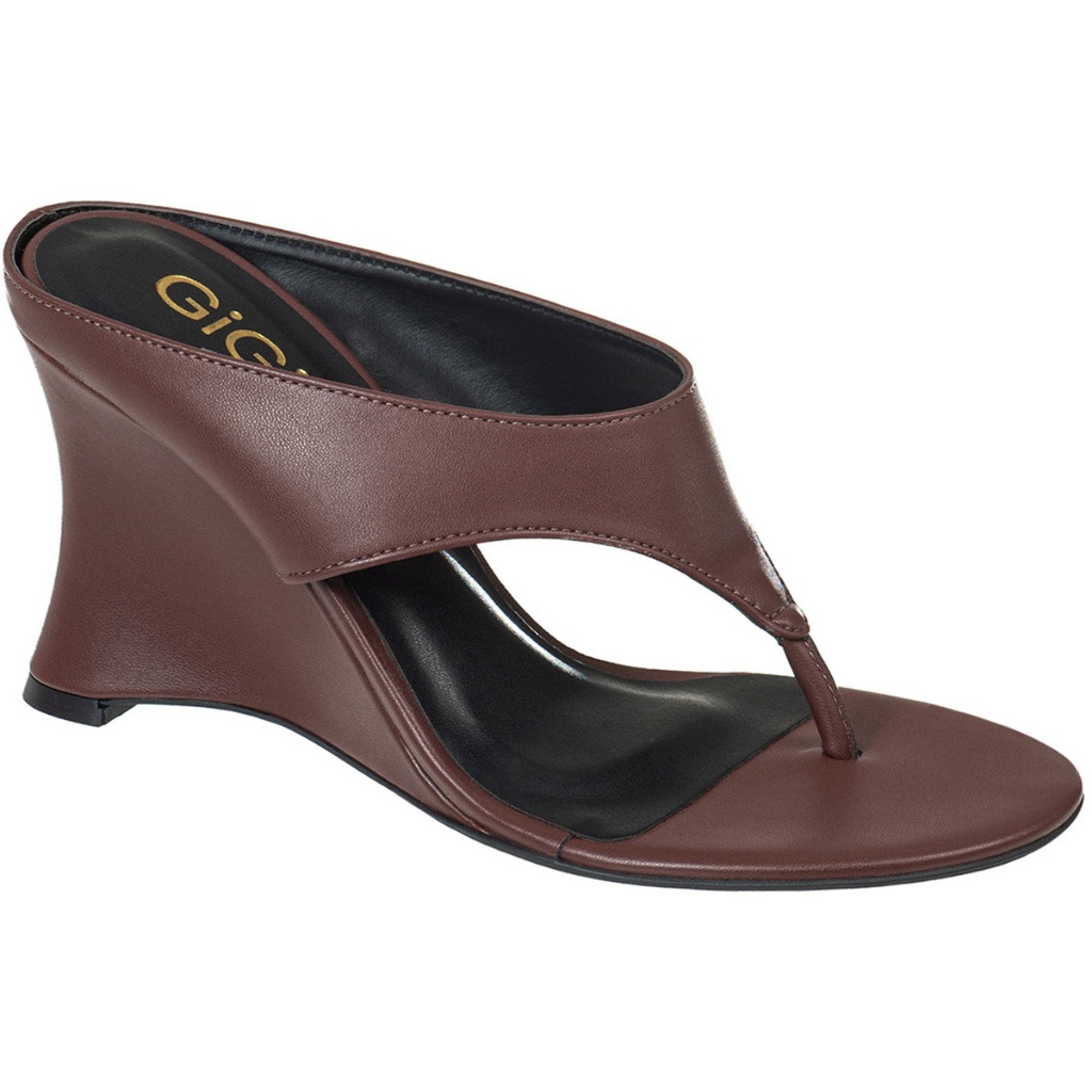 Sandália Tamanco Feminino Anabela Tira Thong De Dedo Salto Alto Elegante Moda Casual GiGiL