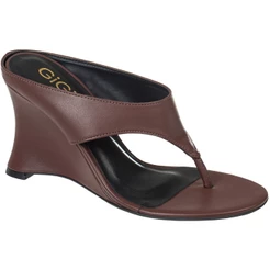 Sandália Tamanco Feminino Anabela Tira Thong De Dedo Salto Alto Elegante Moda Casual GiGiL