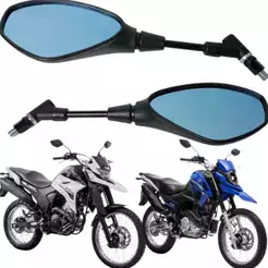 Par Retrovisor Bmw F800 Haste Longa Giro 360 Lente Azul Rosca Yamaha FAzer Ybr Factor Lander Tenere
