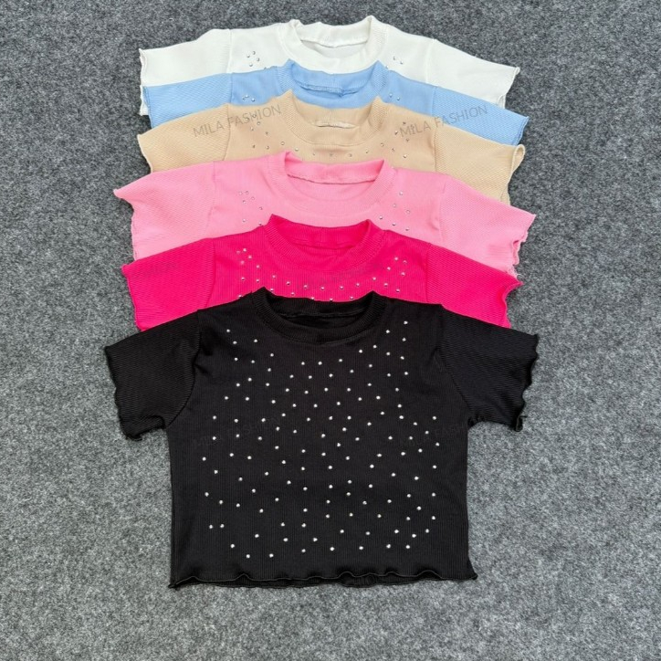 Blusa Cropeet Infantil menina brilho stras moda primavera verão em Oferta na Shopee