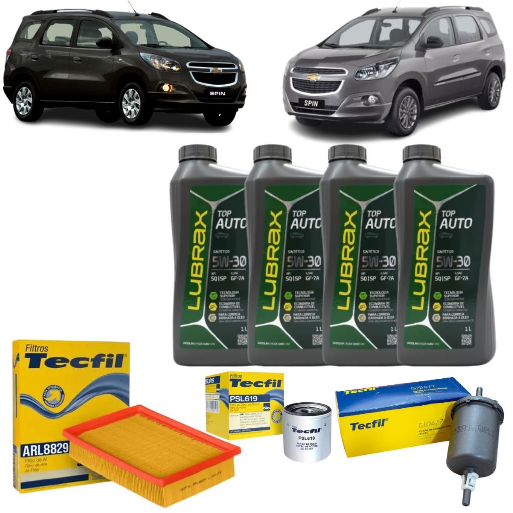 Kit Troca De Óleo E Filtros Chevrolet Spin Cobalt 1.8 5w30 Lubrax Sintético Revisão Original em Oferta na Shopee