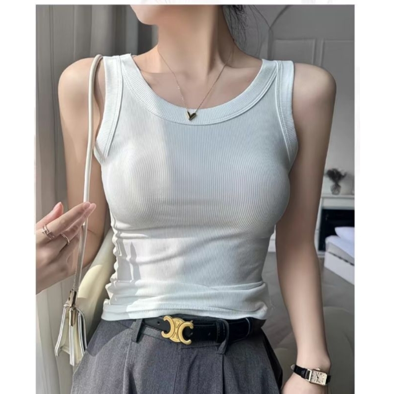 Regata Feminina Canelada Algodão com Elastano Ribana Blusinha Básica Estilosa BC-1