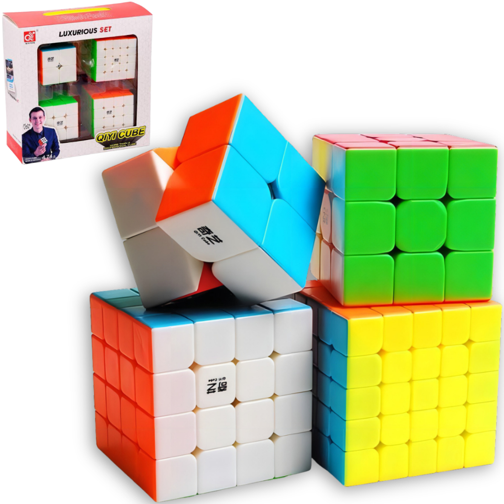 Kit Cubo Mágico Qiyi 2x2 + 3x3 + 4x4 + 5x5 Luxurious Set Stickerless