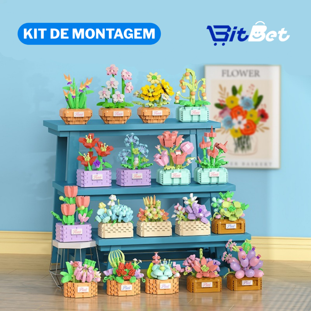 Kit de Montagem DIY Flores em Blocos – 9 Modelos de Arranjos Criativos Presente Decorativo Educativo BRQ-01~09 em Oferta na Shopee