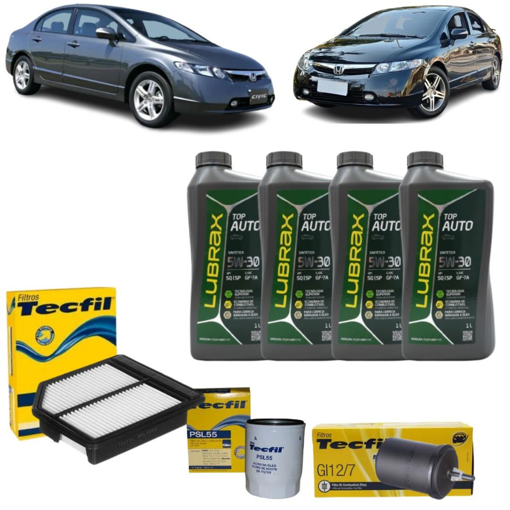 Kit Troca De Oleo E Filtros Honda New Civic 5w30 Lubrax Sintético Revisão Original em Oferta na Shopee