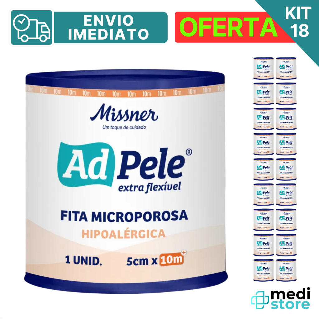 Kit com 18 - Fita Microporosa Hipoalérgica 5 cm X 10m Adpele - Envio Imediato em Oferta na Shopee