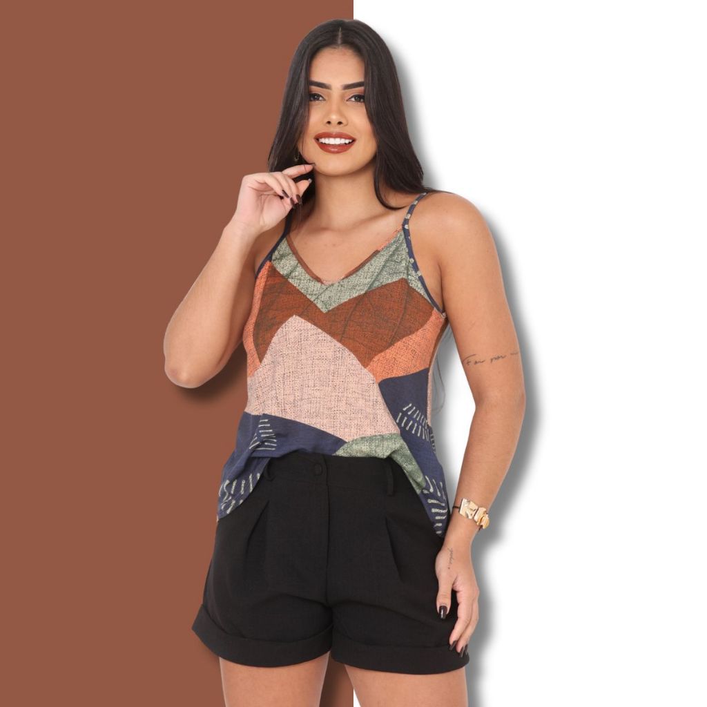 Blusa Regata Feminina Alça Fina Estampada | Alcinhas Variadas Conforto e Estilo em Oferta na Shopee