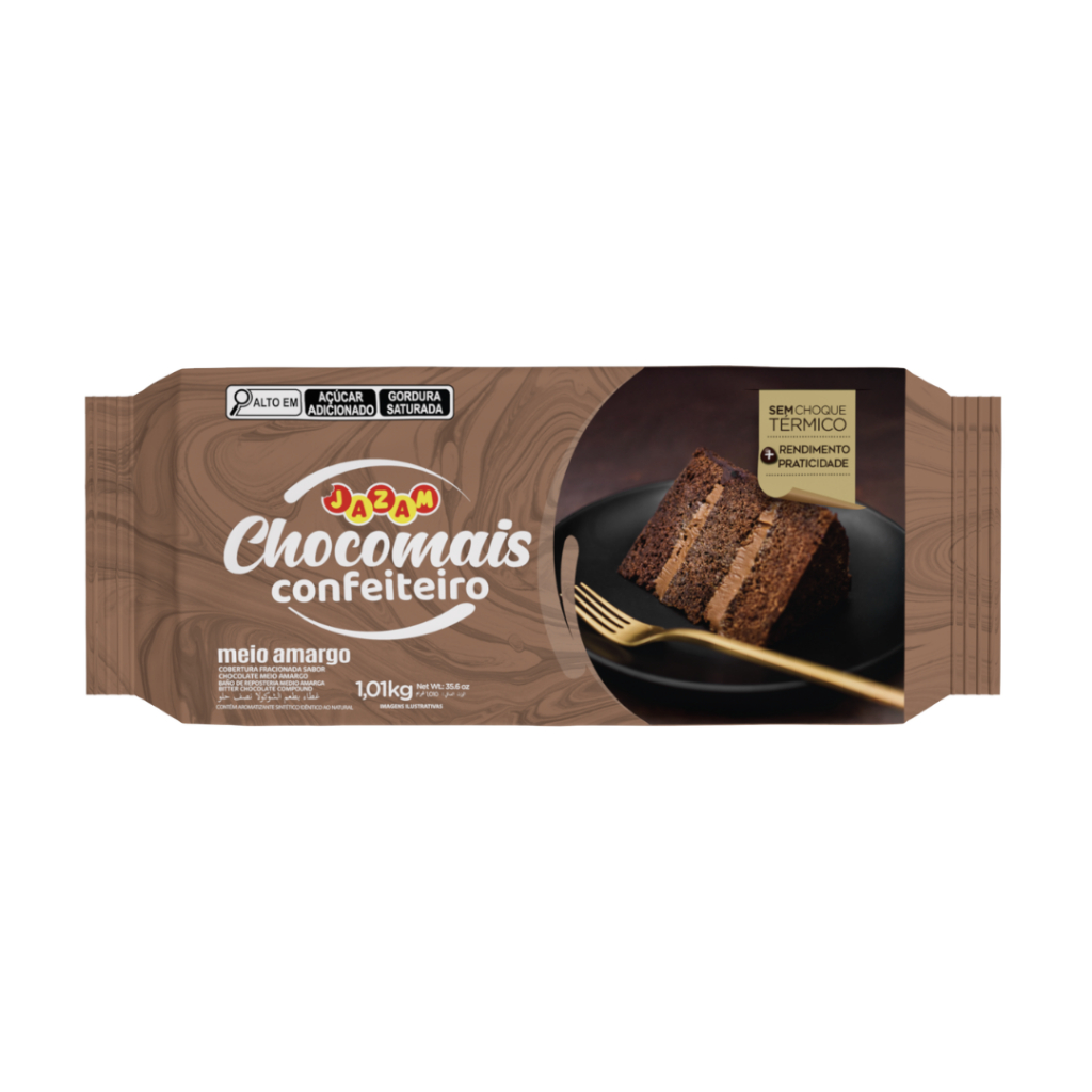 Cobertura Fracionada Chocolate Meio Amargo Chocomais Confeiteiro 1,01kg - Jazam em Oferta na Shopee