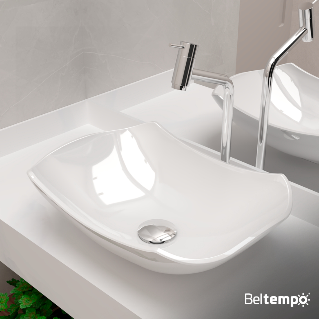 Cuba Pia de Apoio Sobrepor Abaulada 45x31 Branca Banheiro Lavabo Beltempo BT-3003 em Oferta na Shopee