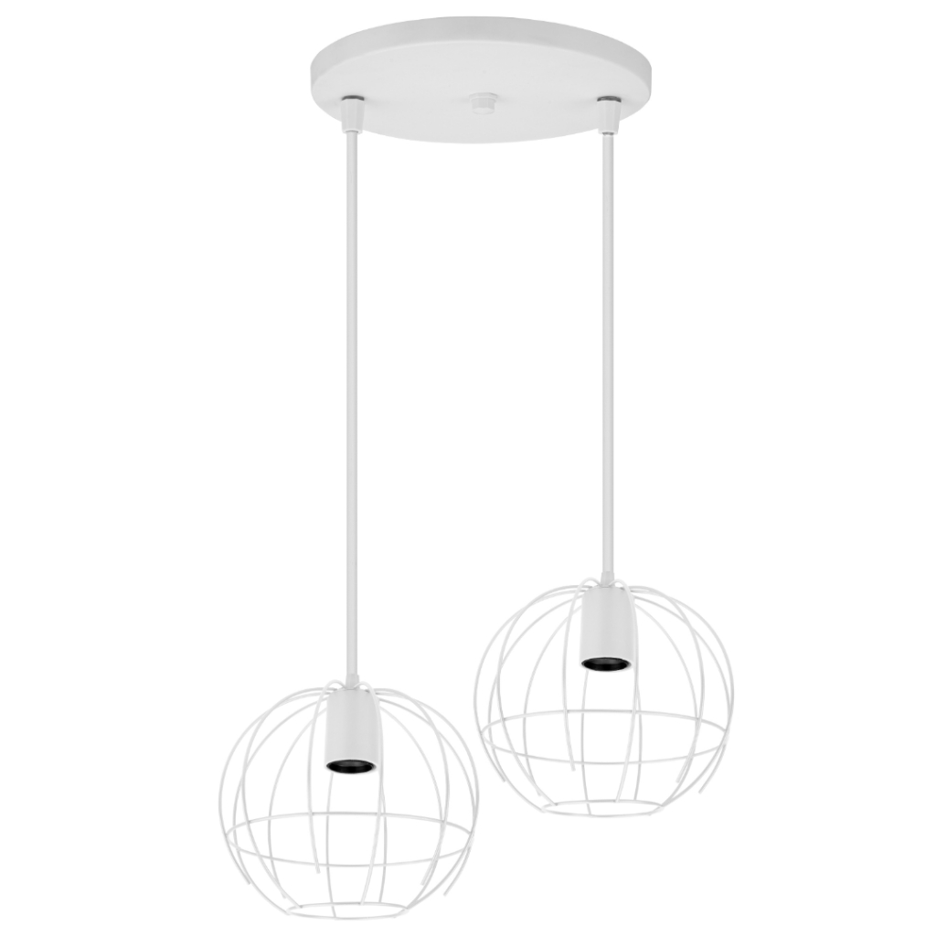 Pendente Aramado Médio Bolinha Teto 2 Lampadas Lustre Branco Preto Cobre Dourado Soquete E27 110v/220v Sala Quarto Mesa
