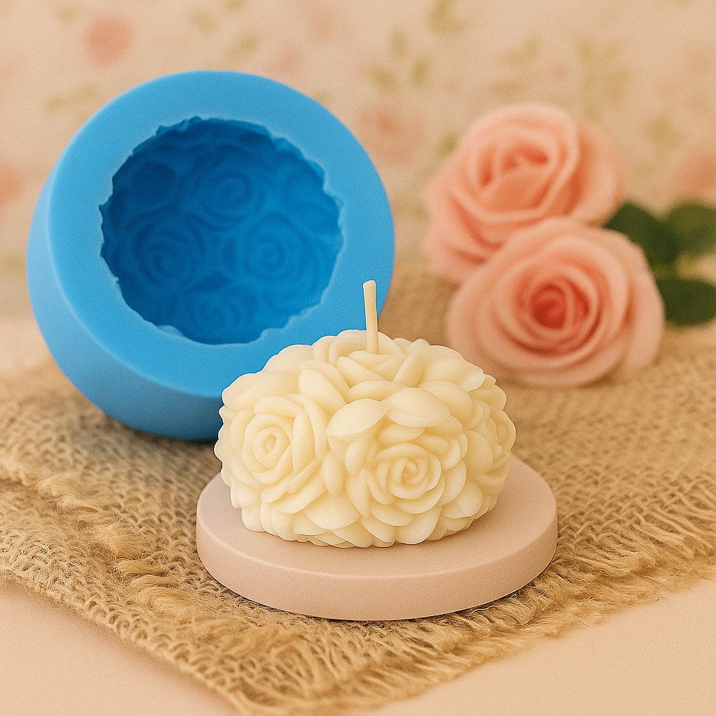 MOLDE DE SILICONE PARA VELA E SABONETE ROSAS PROVENCE em Oferta na Shopee