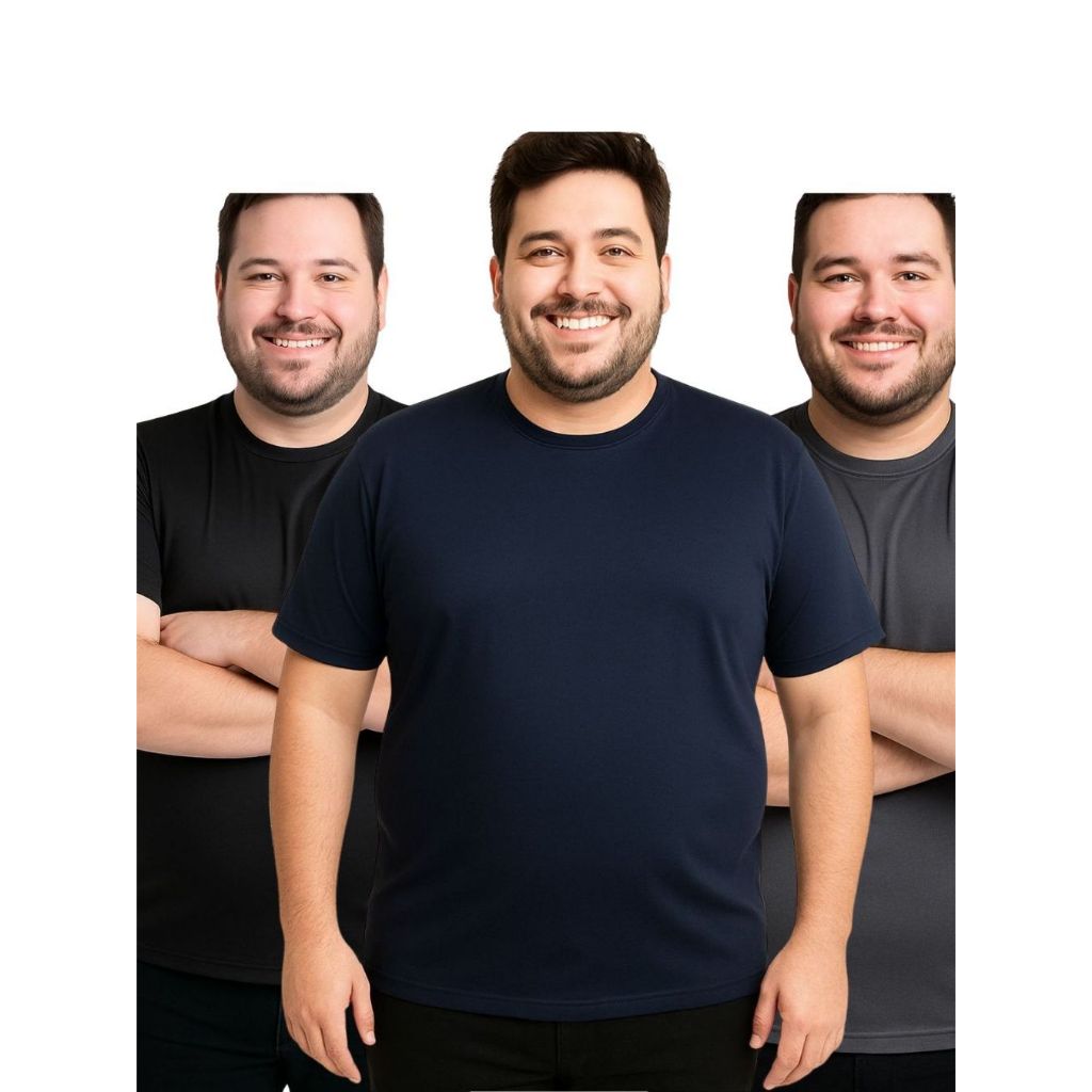 Kit 3 Camiseta Masculina Plus Size Casual Moda Esportiva Fit Academia Esportes Treino Confortável