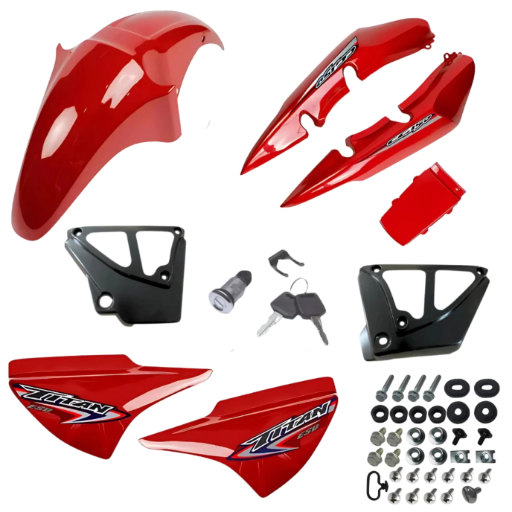 Kit Carenage Titan 150 2004/2008 Vermelho Complemento Trava Tampa Lateral Completo Parafusos em Oferta na Shopee