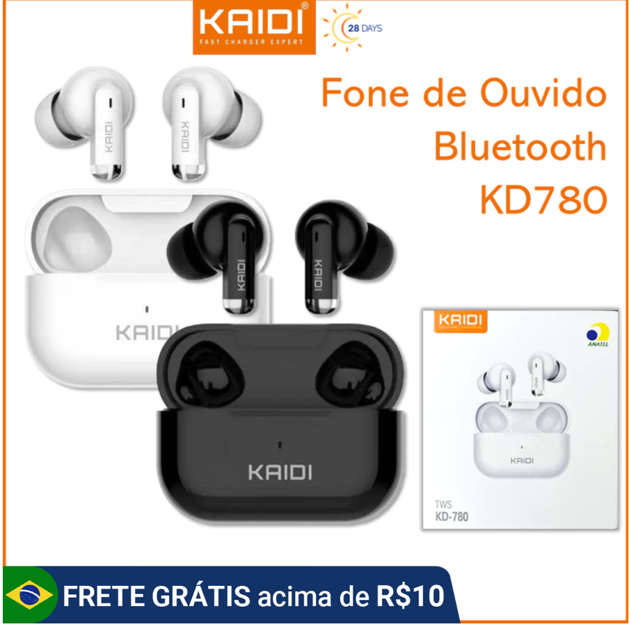 Fone Ouvido Sem Fio Bluetooth TWS Kaidi Microfone Academia Corrida Original Mini iOS Android em Oferta na Shopee