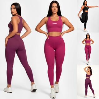 Conjunto Academia Feminino Top + Legging Zero Transparência Treino em Oferta na Shopee