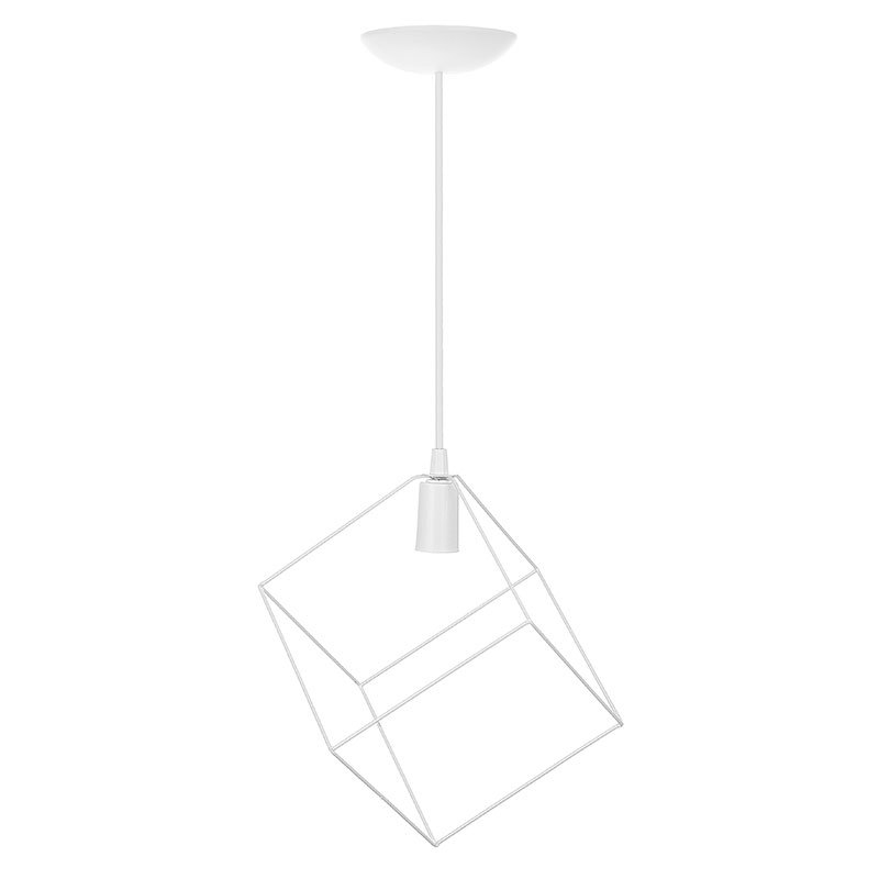 Pendente Aramado Médio Cubo Lustre Retro Branco Preto Cobre 1 Lampada 110v/220v Soquete E27