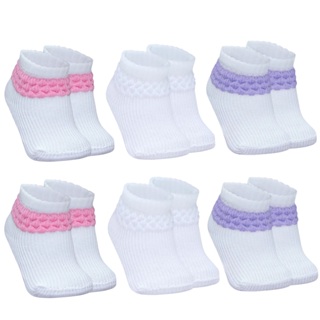Kit de Meias para Bebê Recém-Nascido Menino e Menina Branca Algodão em Oferta na Shopee