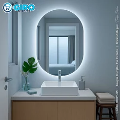 Espelho Oval Orgânico 40x50 cm | Opção com LED ou Sem | Espelho Decorativo para Banheiro Quarto Sala