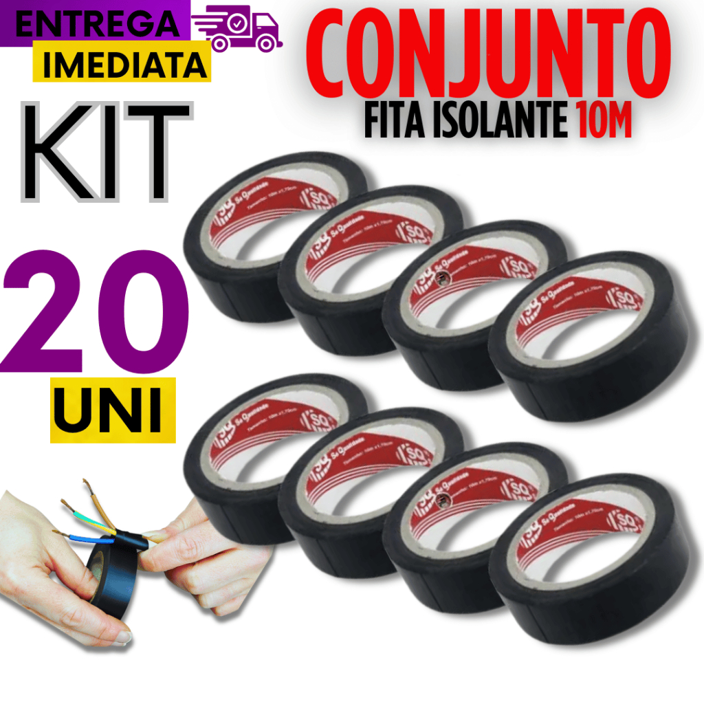 Conjunto 20 Fitas Isolantes 10cm Durabilidade e Qualidade Garantida para suas obras alta Resistencia