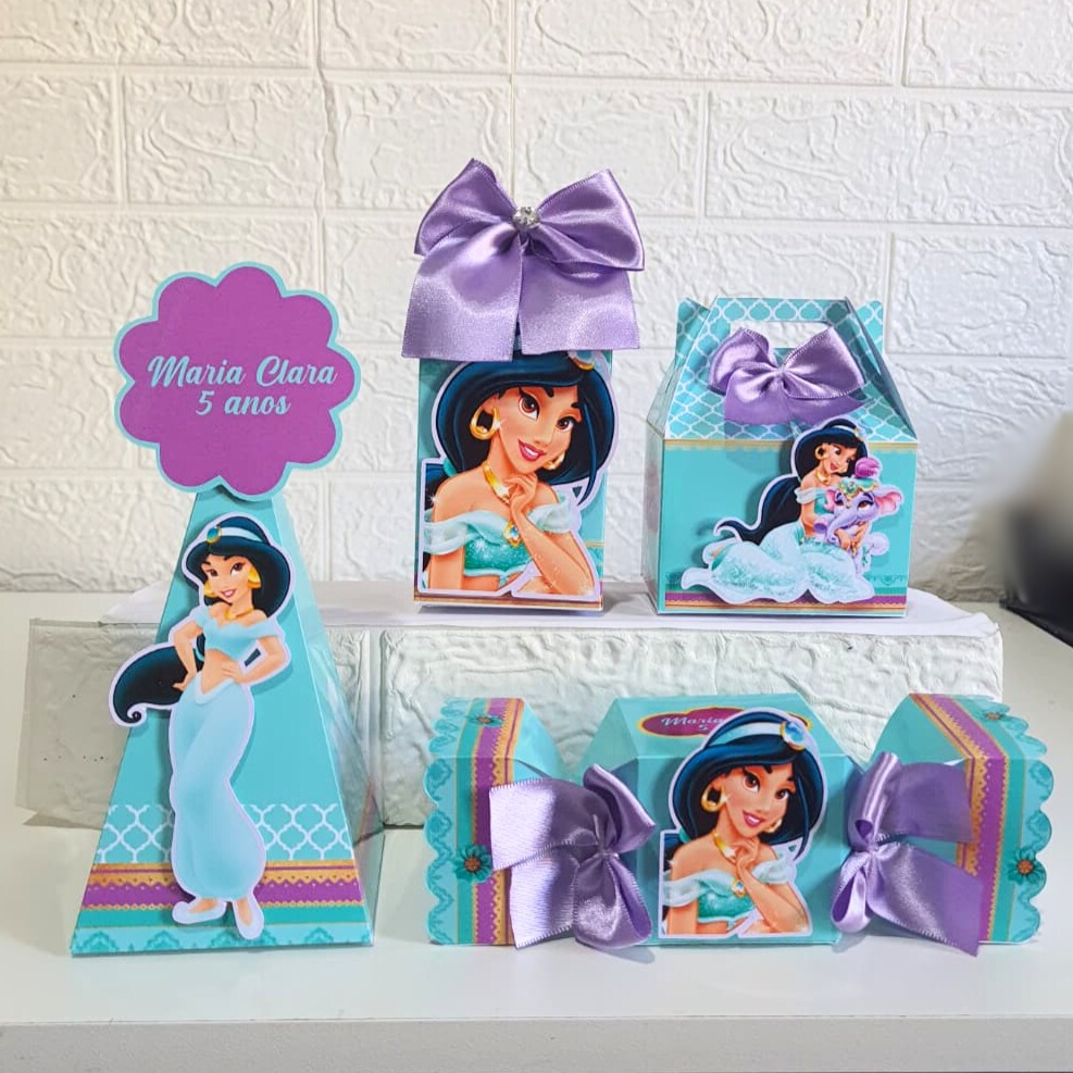 Kit Festa Personalizados PRINCESA JASMINE - Caixas para Lembrancinhas de aniversário