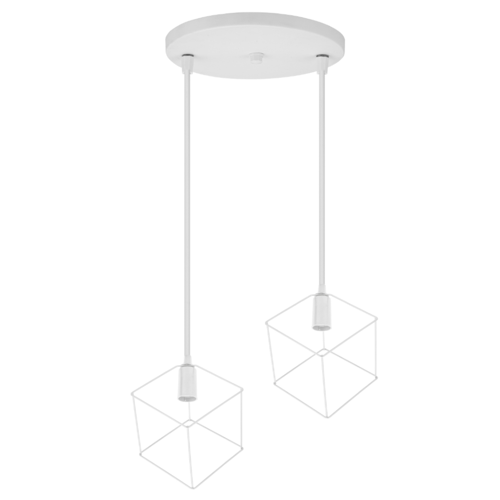Pendente Aramado Pequeno Cubo Teto 2 Lampadas Lustre Branco Preto Cobre Soquete E27 110v/220v Sala Quarto Cozinha Mesa