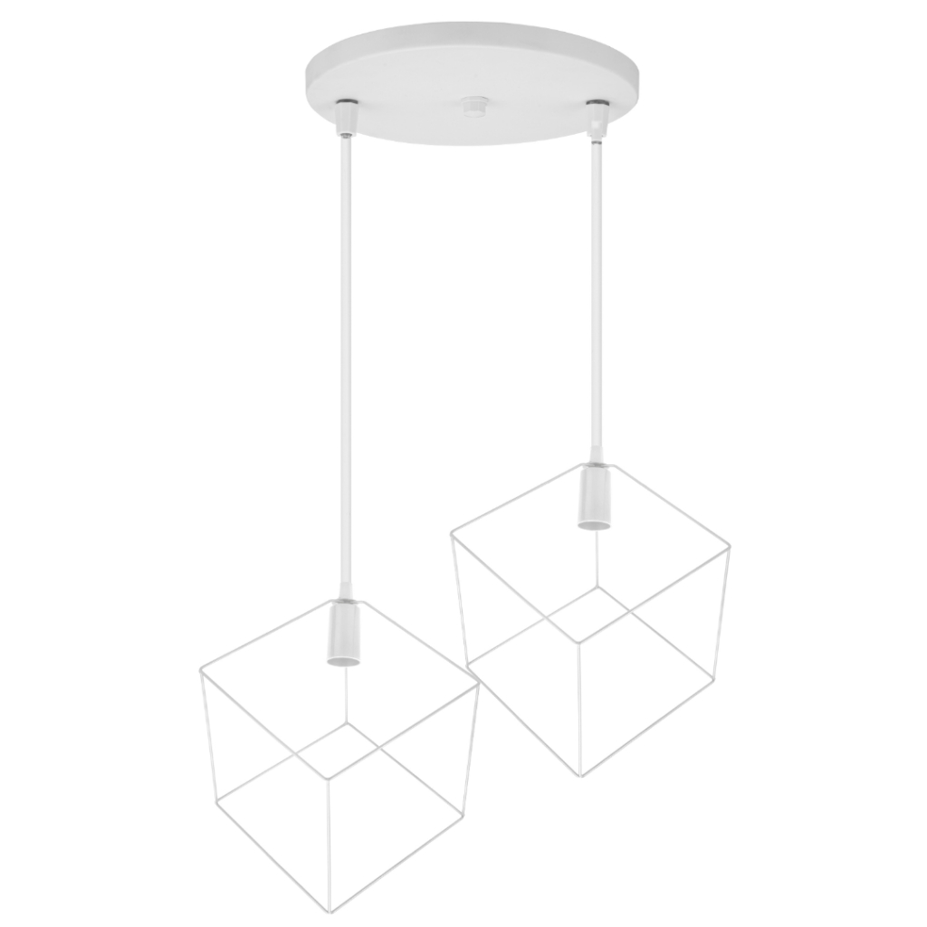 Pendente Aramado Médio Cubo Teto 2 Lampadas Lustre Branco Preto Cobre Soquete E27 110v/220v