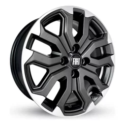 Kit 4 Rodas Fiat Strada Ultra Aro 15 4x98 Argo Palio Grafite Diamantado Fosco Bicos de Brinde S55