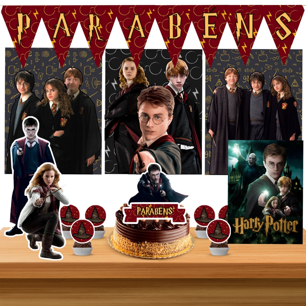 Kit Decoração Harry Potter Mod 2Festa Completa Monta Fácil 35 Itens
