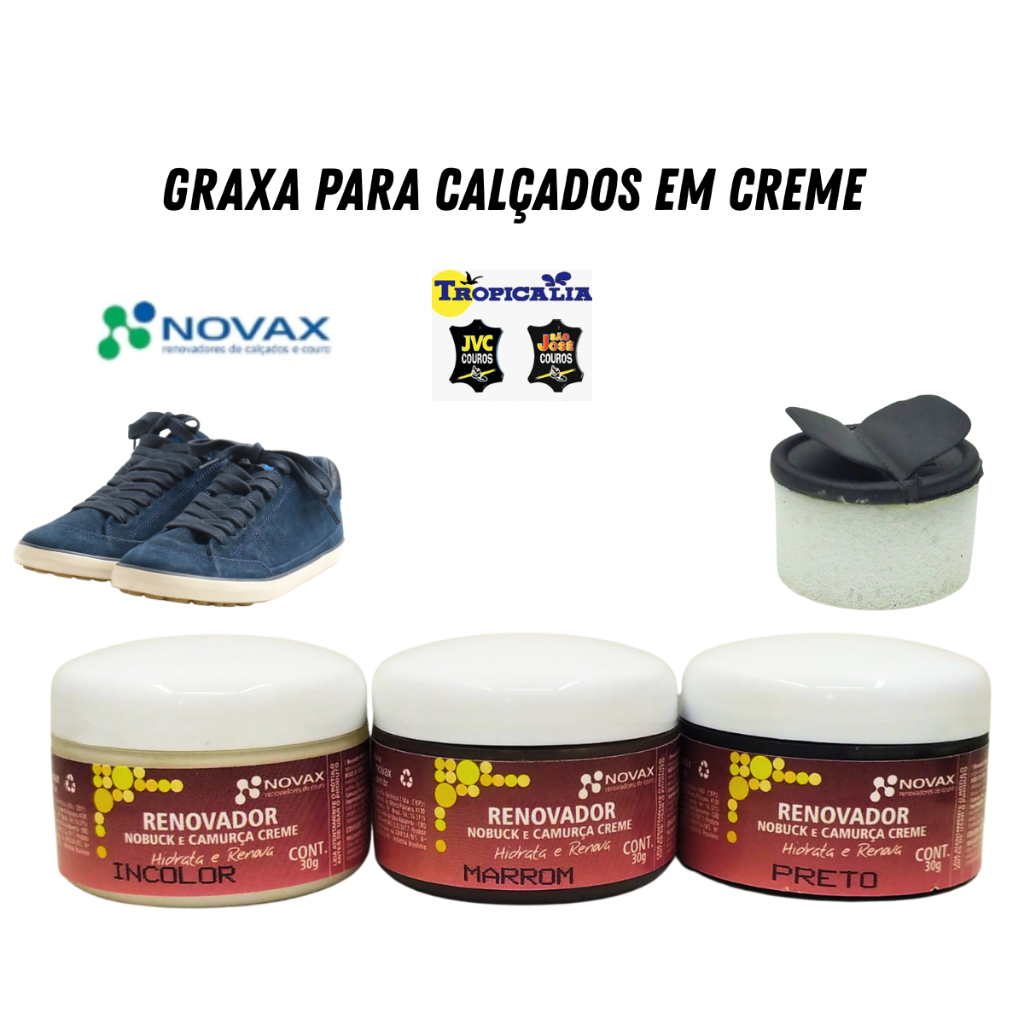 cremecouro para nobuck e camurça hidrata e renova 30g  renovador, graxa, sapatos, tênis, bota, jaqueta