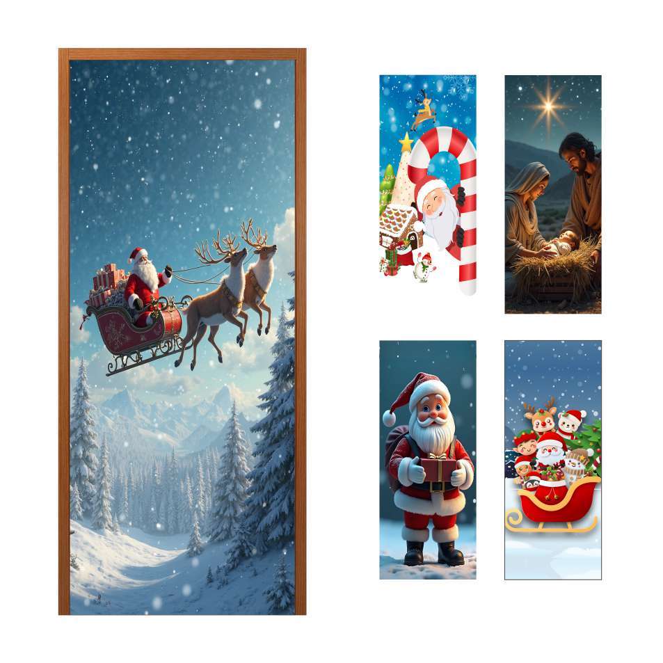 Faixa de Moldura de Porta do Papai Noel - Decoração Natalina Capa de Porta