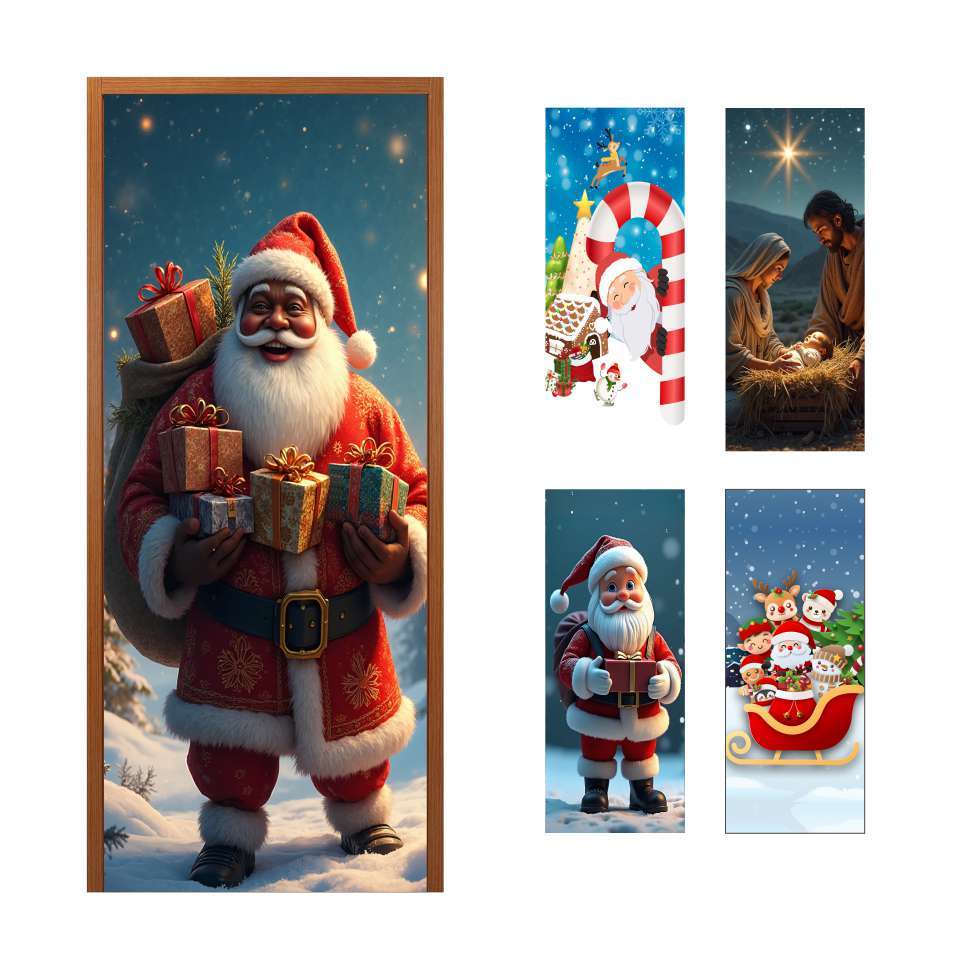 1 peça Capa de Porta de Natal, Decoração de Porta da Frente, Decoração de Natal 0,85x2,10