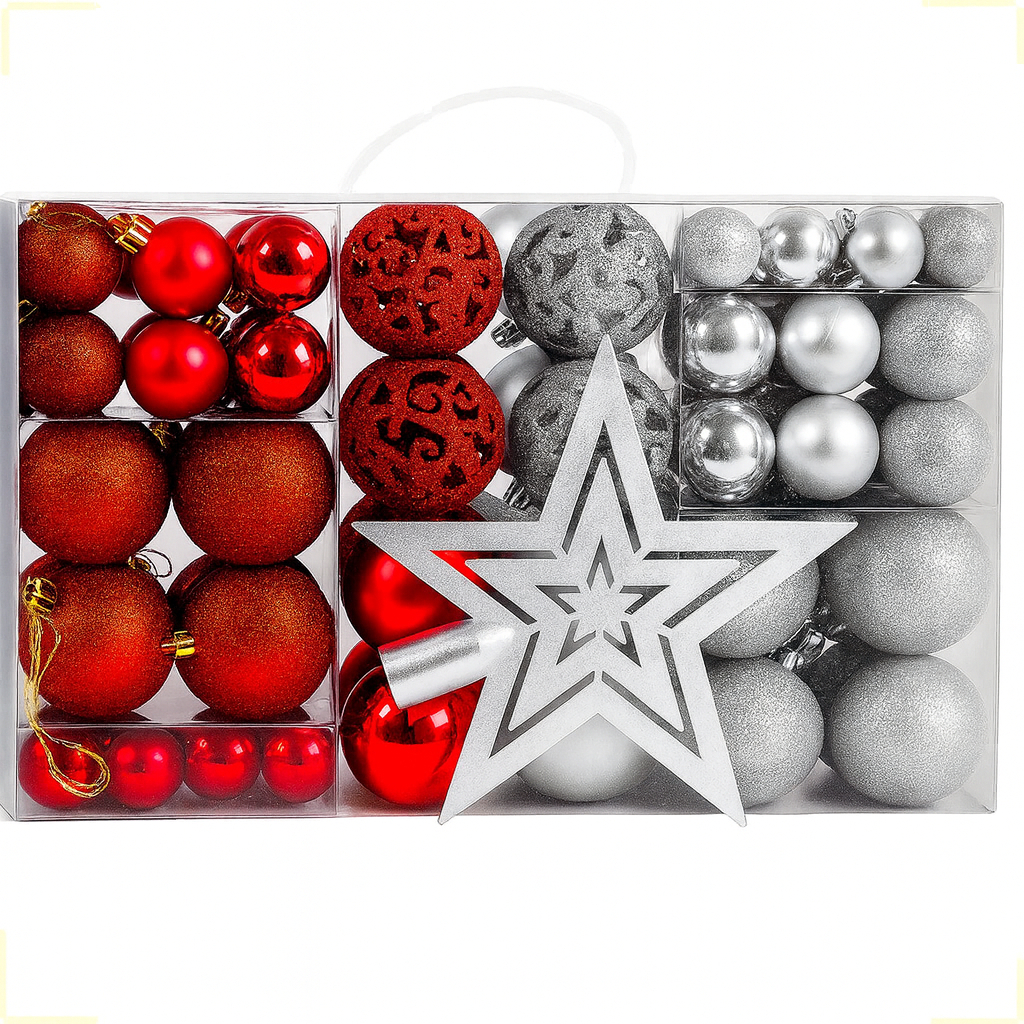 Kit C/100 Bolas De Enfeites Natal Lisas Foscas Glitter Cores