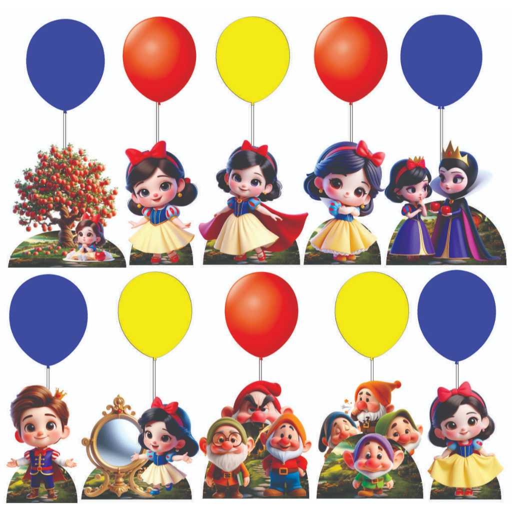 Branca de Neve Cut Centro De Mesa De Convidados Com Balão De MDF Totens De Festa Aniversário em Oferta na Shopee