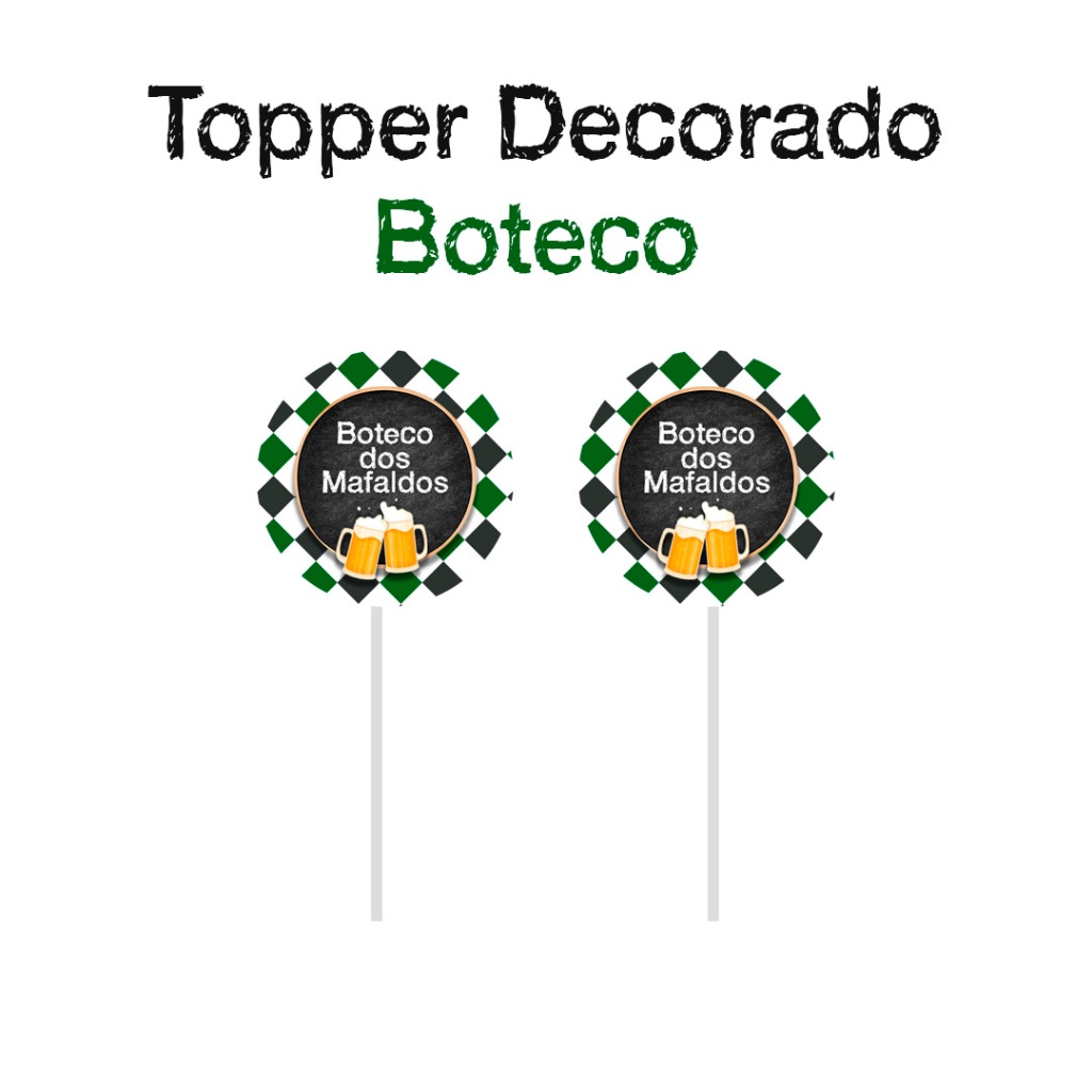 Palito Decorativo Boteco - Topper Tag para Doces e Aperitivos Tema Boteco