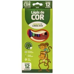 Lápis 12 Cores Sextavado Eco Flex Kit Ecológico Escolar Leo&Leo