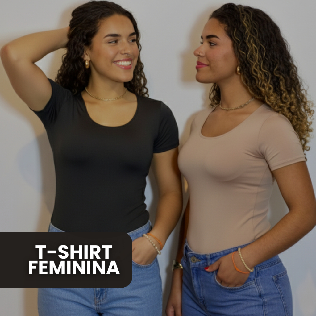 Kit 2 Blusinhas Femininas Suplex Lisa Baby Look Elastano Academia Dia a Dia Moda Verão Sazonal